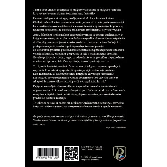 Mitja Pavlič Temna stran umetne inteligence zadnja stran